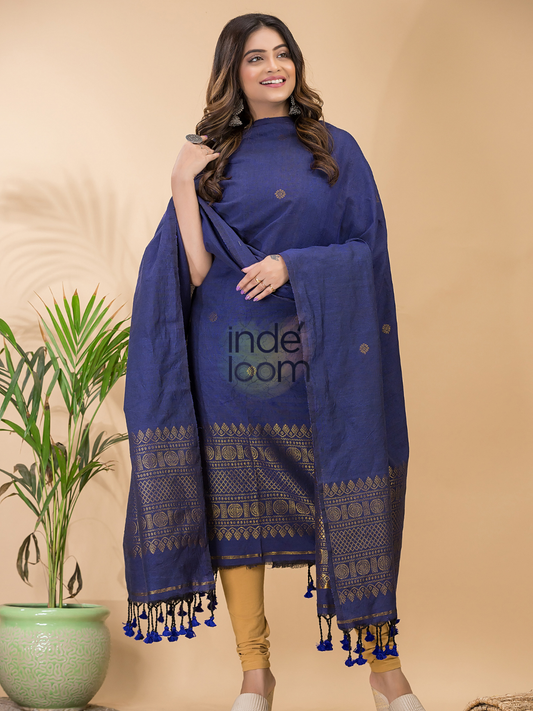 Dark Purpule Organic Linen 2-Piece Set Kurti & Dupatta (UNSTITCHED) - 072