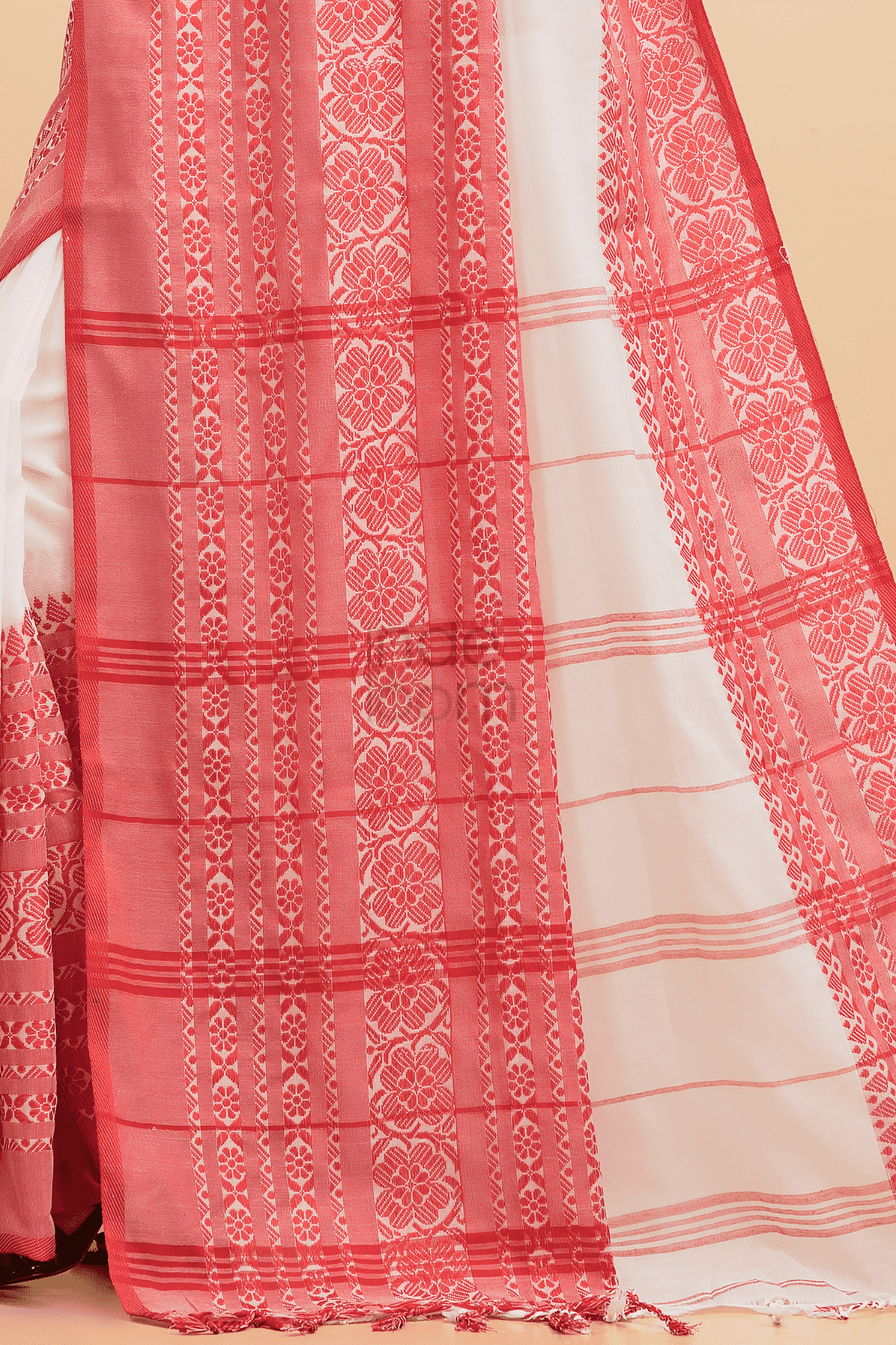 Dewali Silk Saree Red Zari Border-002 - indeloom