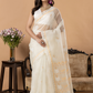 Handwoven Jamdani Muslin Saree | White | All-over Jamdani weaves