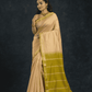 Pure Handloom Korvai Silk Cotton Saree in Golden Olive Elegance and rich cream - 146