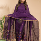 Wine Purple Cotton Linen 2-Piece Set Kurti & Dupatta (UNSTITCHED) - 003