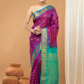 Pure Handloom Korvai Saree | Orchid Purple Cyan Blue