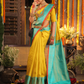 Nimbaka  -  Lemon yellow silk with floral zari and traditional pallu