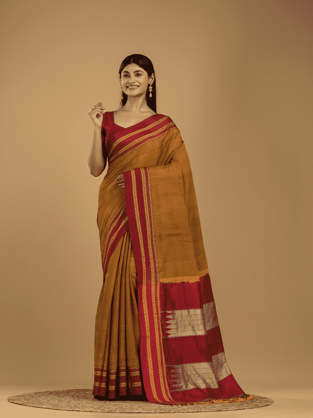 Pure Ilkal Saree With Dijon yellow and Red border - 045