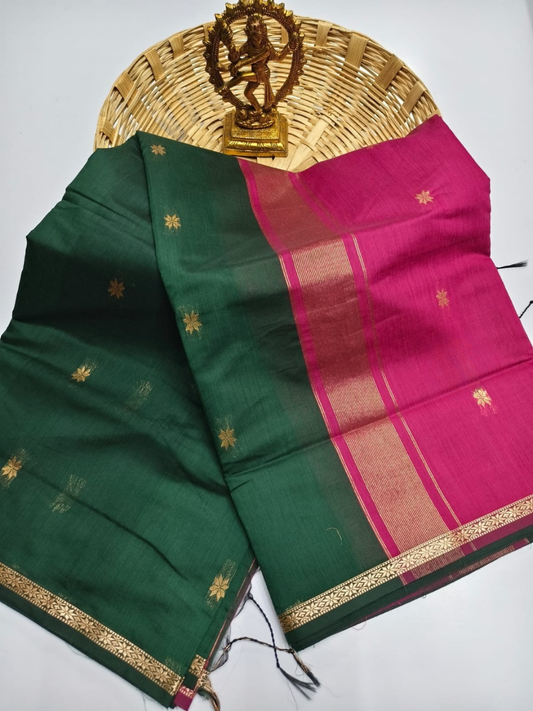 Maheshwari Silk Cotton Saree – Festive Elegance | Green