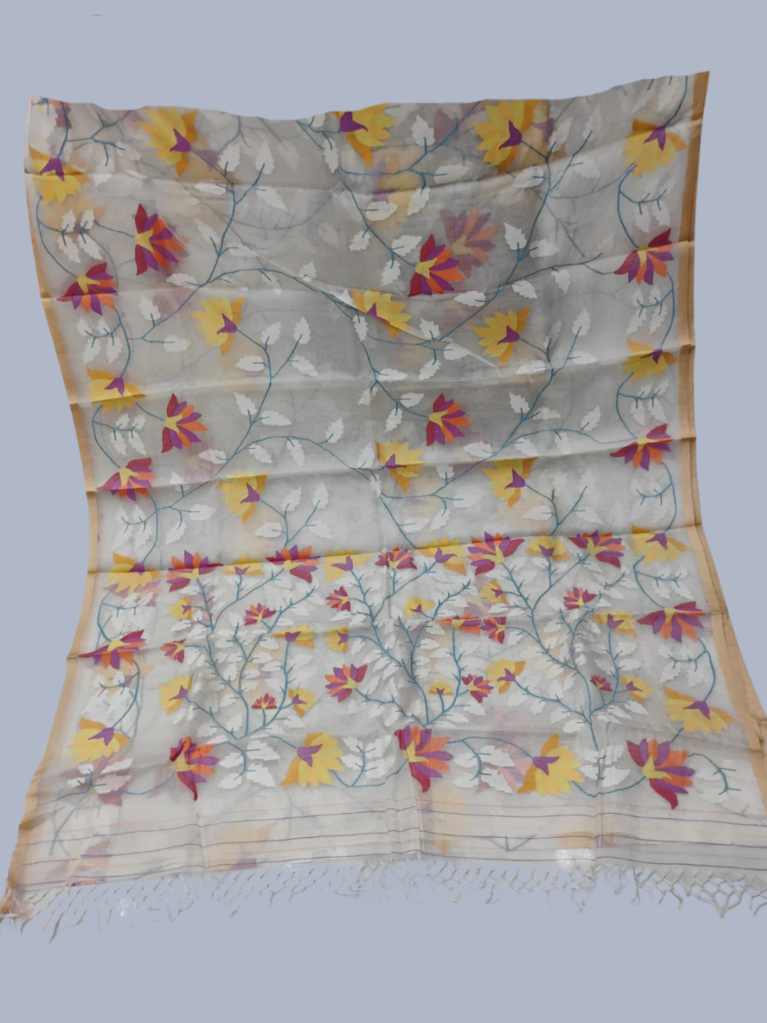 Handwoven Pure Handwoven Pure Muslin Saree  |  Peach Orange