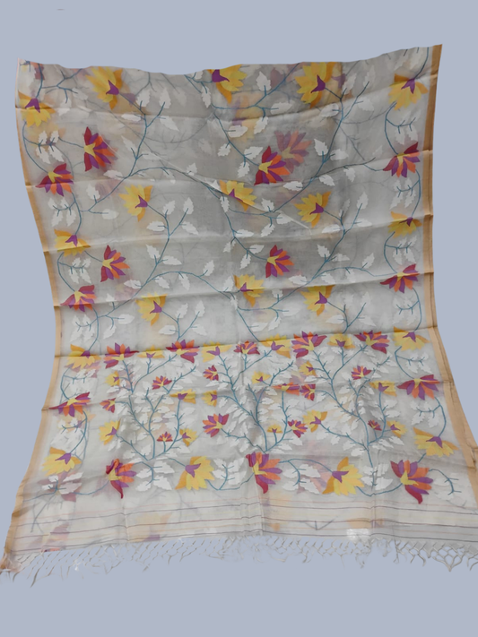 Handwoven Pure Handwoven Pure Muslin Saree  |  Peach Orange