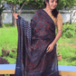 Ajrakh Exclusive Designer Chanderi Cotton Saree in Navy Blue and Red - 037 - indeloom