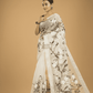 Kota Doria Handpainted Saree With Lace White - 003 - indeloom