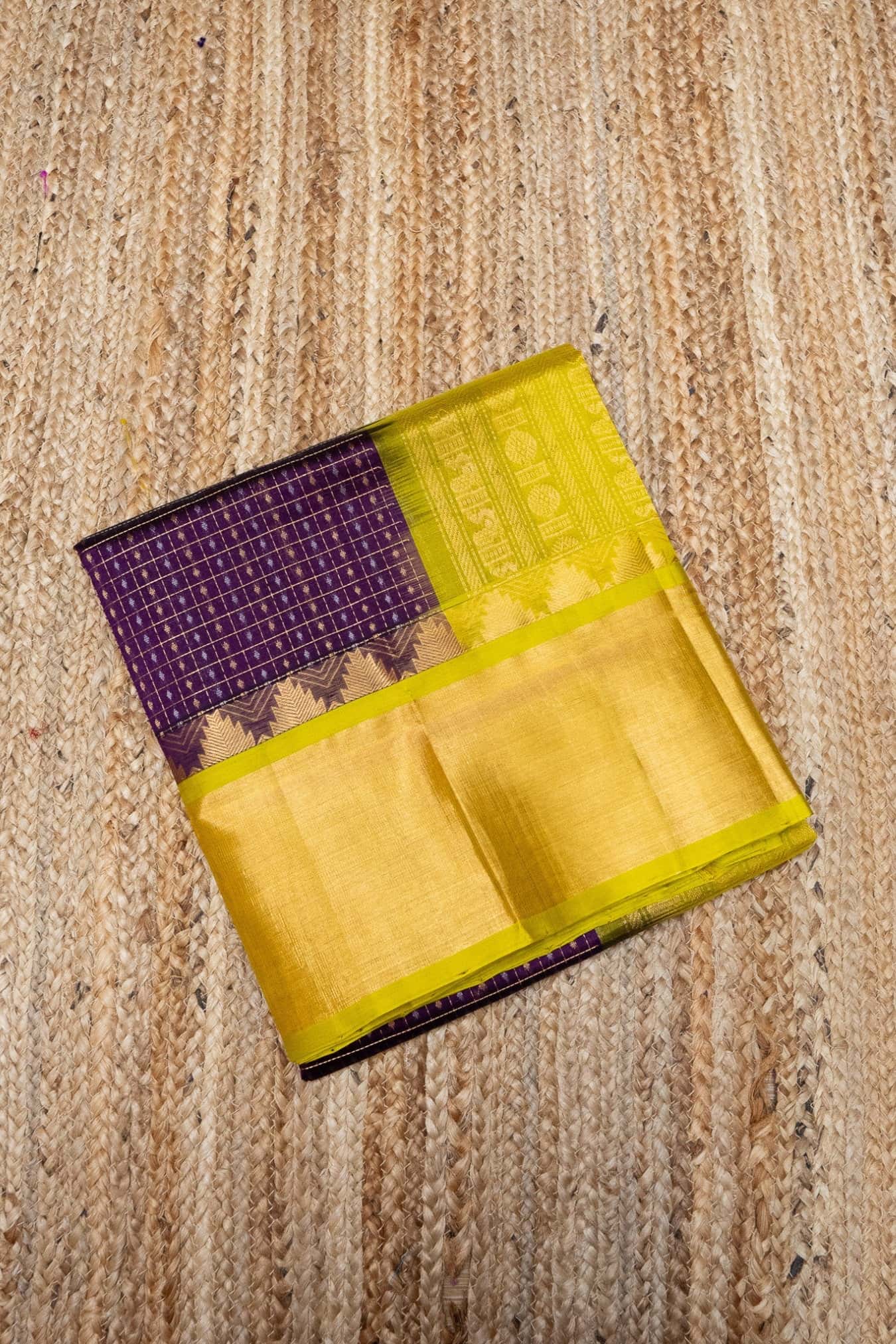 Pure Handloom Korvai Saree | Wine Purple