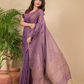 Tissue Linen Handloom Saree With Grape Purple - 017