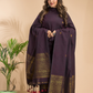 Umber Brown Organic Linen 2-Piece Set Kurti & Dupatta (UNSTITCHED) - 101