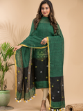 Forest Green Linen X Linen 2-Piece Set Kurti & Dupatta (UNSTITCHED) - 025
