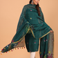Pine Green Linen Jamdani 2-Piece Set Kurti & Dupatta (UNSTITCHED) - 076