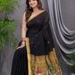 Linen Jamdani Saree With Rich Black - 025