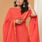 Linen Jamdani Unstitched 2-Piece Kurti  |  Bright Red