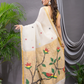 Linen Jamdani Saree With Pearl White - 026