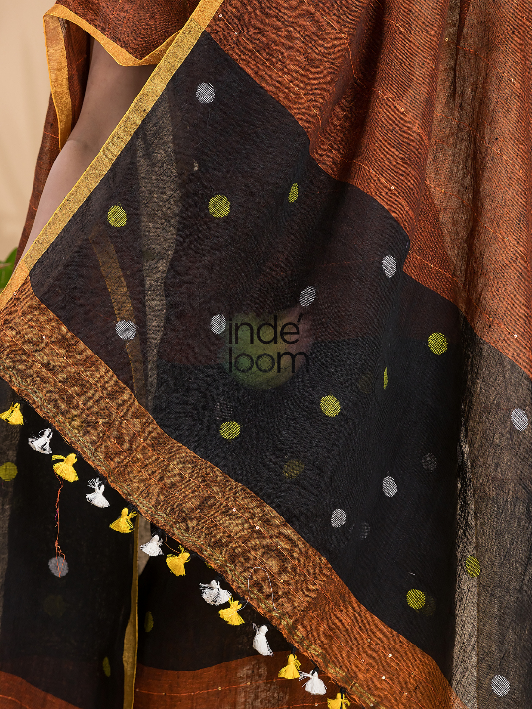 Saddle Brown | Handloom Jamdani Linen Unstitched 2-Piece Kurti