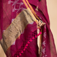 Cherry Red Linen X Line 2-Piece Set Kurti & Dupatta (UNSTITCHED) - 102