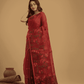Pure Hand Made Muslin Jamdani Saree With Chilli Red - 026