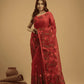 Handwoven Pure Jamdani Muslin Saree  |  Classic Red