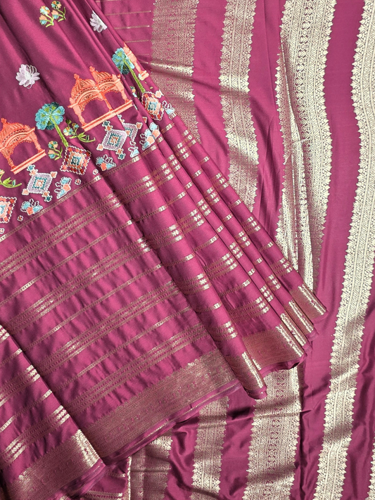 Classic Mysore Semi Silk Saree | Old Rose