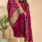 Cherry Red Linen X Line 2-Piece Set Kurti & Dupatta (UNSTITCHED) - 102