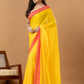 Pure Handloom Mul Cotton Saree | Bright Yellow