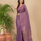 Tissue Linen Handloom Saree With Grape Purple - 017
