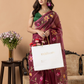 Handwoven Jamdani Muslin Silk Saree | Wine Mauve