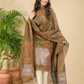 Desert Brown Tissue Linen Silver Zari Jamdani 2-Piece Set Kurti & Dupatta (UNSTITCHED) - 882