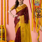 Handloom Korvai Silk Cotton Saree | Deep Maroon