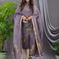 Pigeon Blue Cotton Linen 2-Piece Set Kurti & Dupatta (UNSTITCHED) - 124