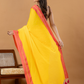Pure Handloom Mul Cotton Saree | Bright Yellow