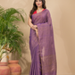 Tissue Linen Handloom Saree With Grape Purple - 017