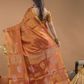 Tissue Silk Saree In Fire Orange and Golden Border - 031