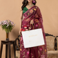 Handwoven Jamdani Muslin Silk Saree | Wine Mauve