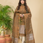 Desert Brown Tissue Linen Silver Zari Jamdani 2-Piece Set Kurti & Dupatta (UNSTITCHED) - 882