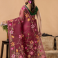 Handwoven Jamdani Muslin Silk Saree | Wine Mauve