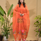 Fire Orange Muslin Jamdani 2-Piece Set Kurti & Dupatta (UNSTITCHED) -732