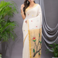 Linen Jamdani Saree With Pearl White - 026