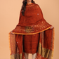 Rust Orange Linen Jamdani 2-Piece Set Kurti & Dupatta (UNSTITCHED) - 071