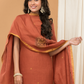 Rust Orange color Jamdani 2-Piece Set Kurti & Dupatta (UNSTITCHED) - 162