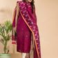 Cherry Red Linen X Line 2-Piece Set Kurti & Dupatta (UNSTITCHED) - 102