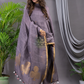 Pigeon Blue Cotton Linen 2-Piece Set Kurti & Dupatta (UNSTITCHED) - 124