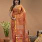 Tissue Silk Saree In Fire Orange and Golden Border - 031