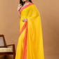 Pure Handloom Mul Cotton Saree | Bright Yellow