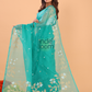 Silk Jamdani Saree With Burgundy Aqua Blue - 156