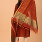 Rust Orange Linen Jamdani 2-Piece Set Kurti & Dupatta (UNSTITCHED) - 071