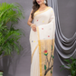 Linen Jamdani Saree With Pearl White - 026